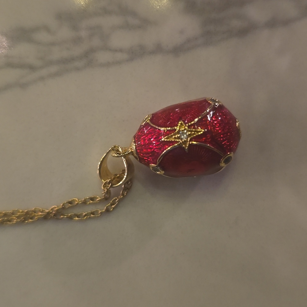 Vintage red egg necklace